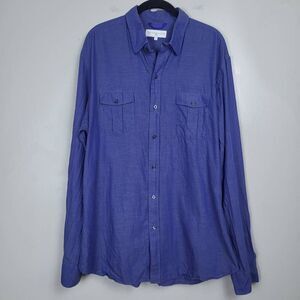 Teddy Stratford Mens NYTD Zip Fit Shirt Size XXL Blue Long Sleeve Twill Athletic